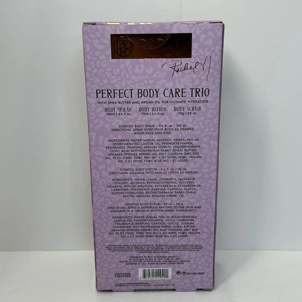 Rachel Roy Pink Peony‎ Body Care Trio Set Spray Lotion Scrub RR1333 New